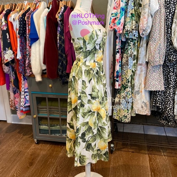 SOLD! H&M Linen-blend Lemon-print Midi Dress - Picture 10 of 16